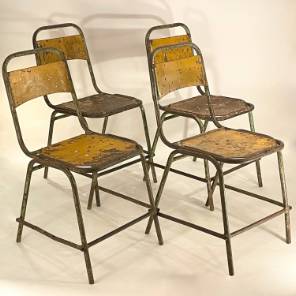 A Set of 4 French Metal Garden Chairs